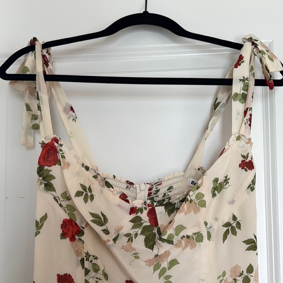 Reformation Floral Mini Dress in Cream and Red - Picture 2 of 7